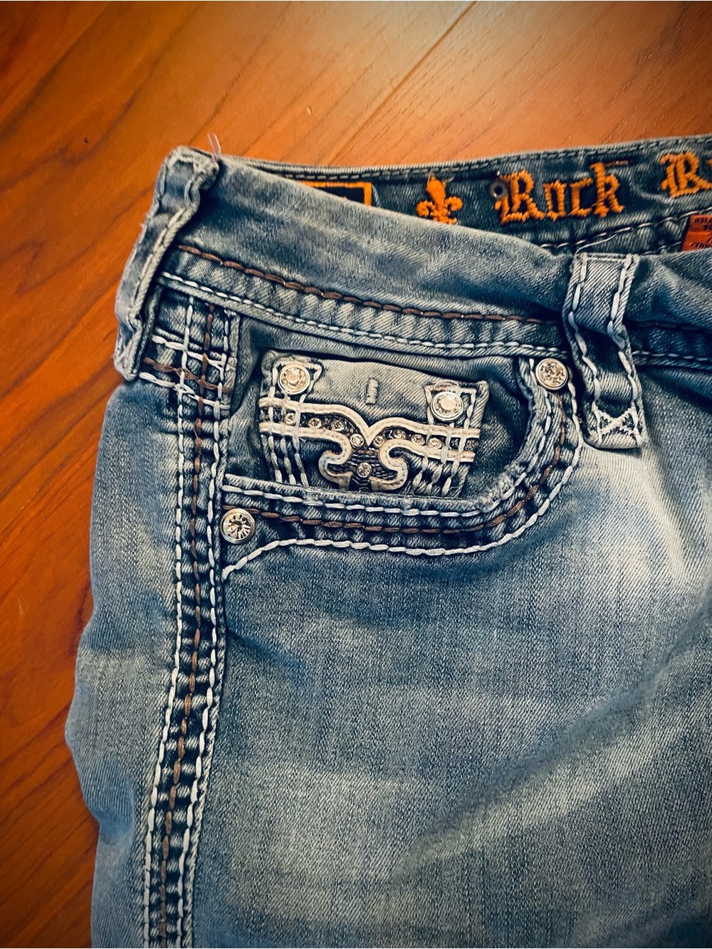 Rock Revival Jeans Wmns 29 32 Doyle Skinny Distressed Stretch Denim Embroidery - Picture 8 of 10